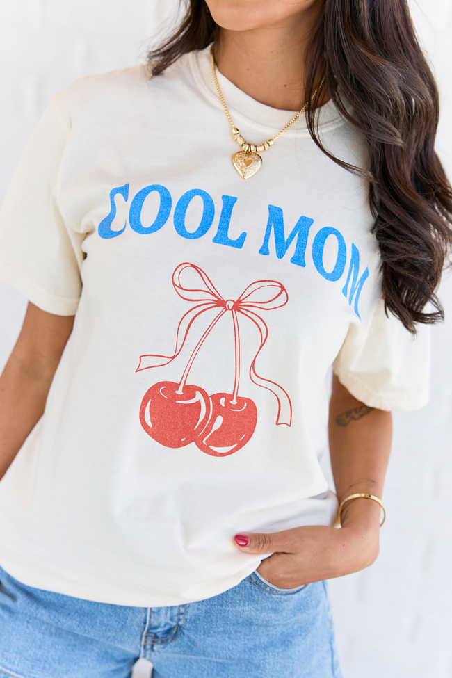 Cool Mom Cherry Ivory Graphic Tee - STB Boutique