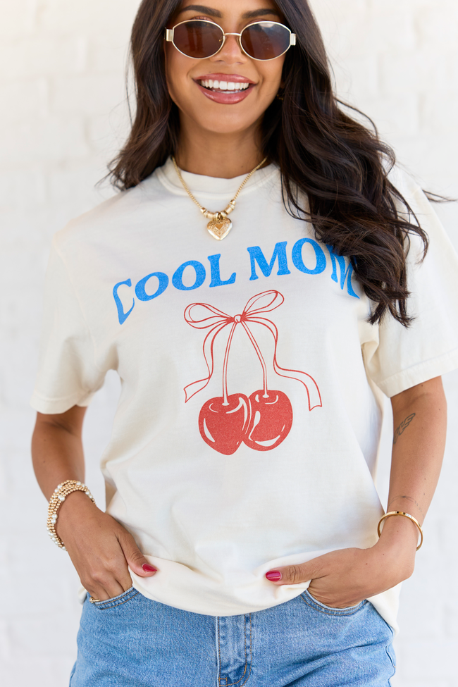 Cool Mom Cherry Ivory Graphic Tee - STB Boutique