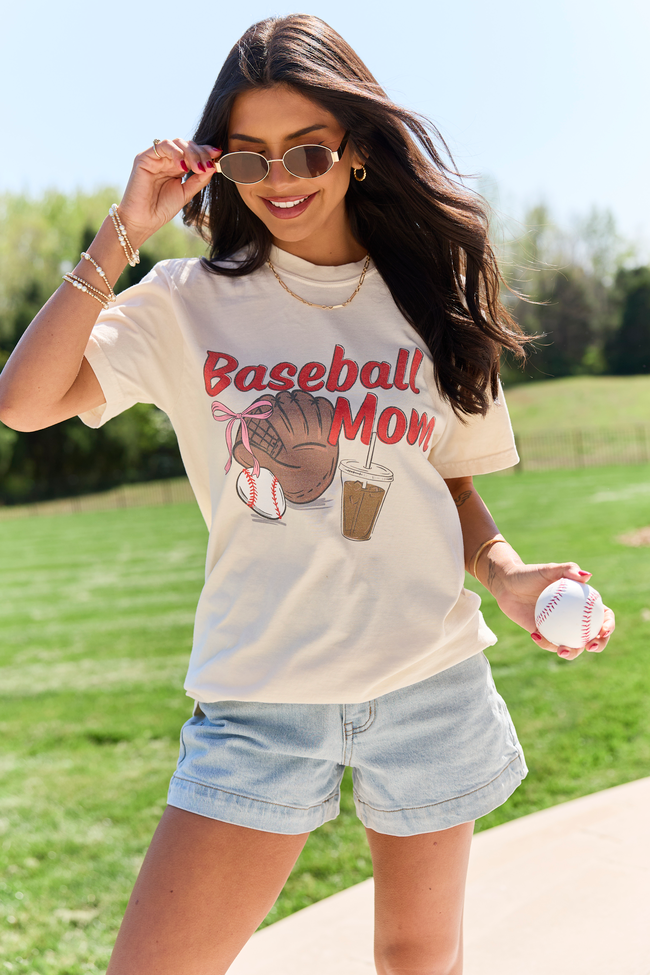 Baseball Mom Ivory Graphic Tee - STB Boutique