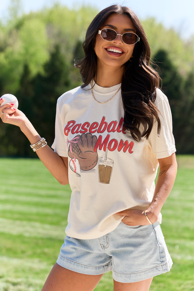 Baseball Mom Ivory Graphic Tee - STB Boutique