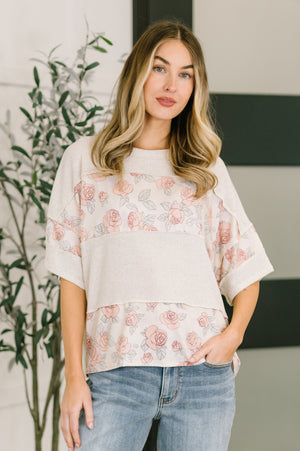 Painting the Roses Color Block Relaxed Top (SM-3X) - STB Boutique