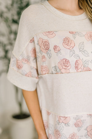 Painting the Roses Color Block Relaxed Top (SM-3X) - STB Boutique