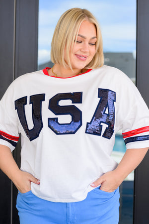 Party In The USA Drop Shoulder Top (SM-XL)