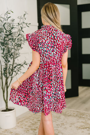 Pattern Pending Bow Detail Dress in Fuchsia and Black (SM-3X)
