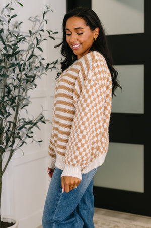 Pattern Play Oversized Pullover in Taupe (SM-3X)