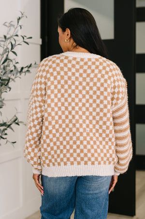 Pattern Play Oversized Pullover in Taupe (SM-3X)