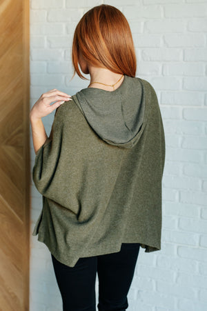 Perfectly Poised Hooded Poncho in Olive (SM-3X)