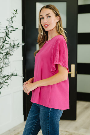 Pink and Perfect Ruffle Sleeve Top (SM-2X)