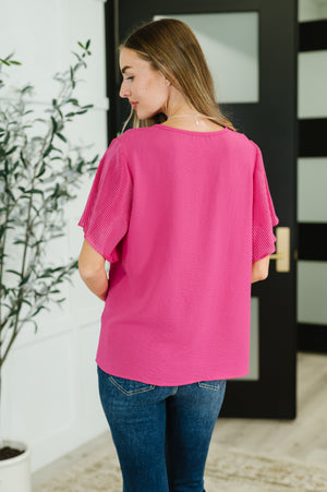 Pink and Perfect Ruffle Sleeve Top (SM-2X)