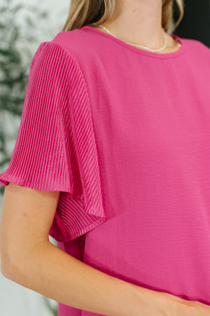 Pink and Perfect Ruffle Sleeve Top (SM-2X)