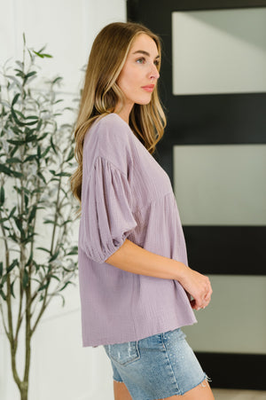 Pleasantly Perfect Bubble Sleeve Peasant Blouse (SM-3X)