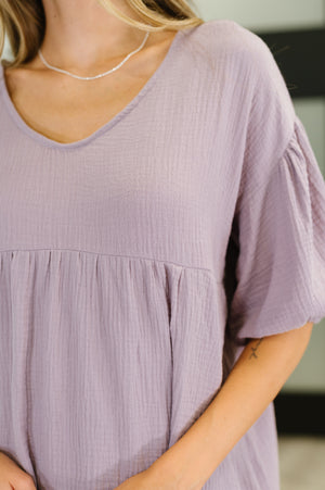 Pleasantly Perfect Bubble Sleeve Peasant Blouse (SM-3X)