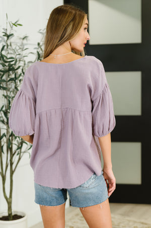 Pleasantly Perfect Bubble Sleeve Peasant Blouse (SM-3X)