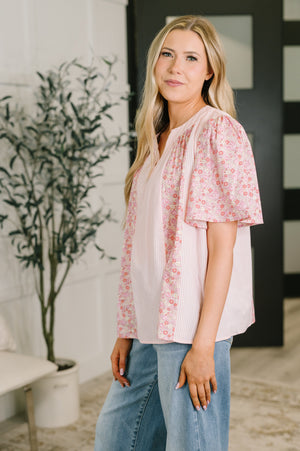 Pretty Prime Bell Sleeve Color Block Blouse (SM-3X)