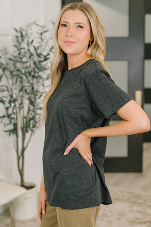 Rest Assured Basic Relaxed Tee in Charcoal (SM-3X)
