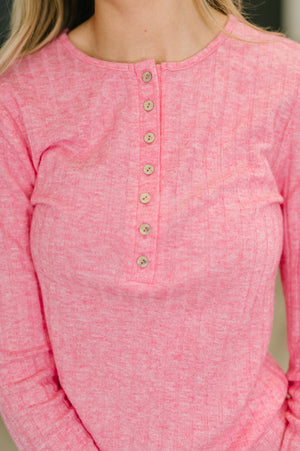 Ribbed Long Sleeve in Fuchsia - STB Boutique