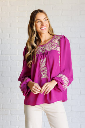 Rodeo Queen Embroidered Blouse (SM-3X)