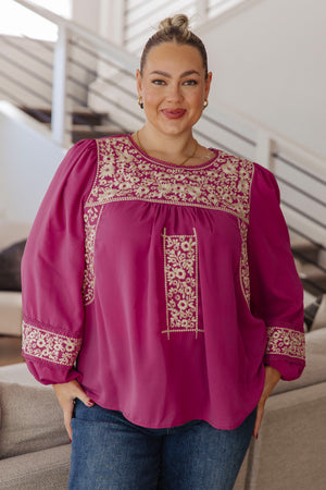 Rodeo Queen Embroidered Blouse (SM-3X)