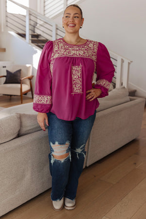 Rodeo Queen Embroidered Blouse (SM-3X)
