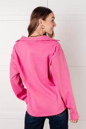 Same Ol' Situation Collared Pullover in Hot Pink (SM-3X)
