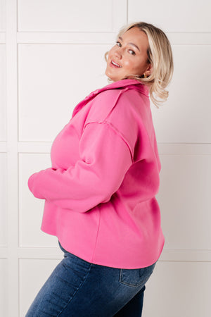 Same Ol' Situation Collared Pullover in Hot Pink (SM-3X)