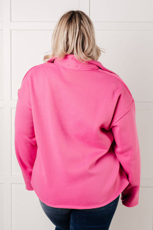 Same Ol' Situation Collared Pullover in Hot Pink (SM-3X)