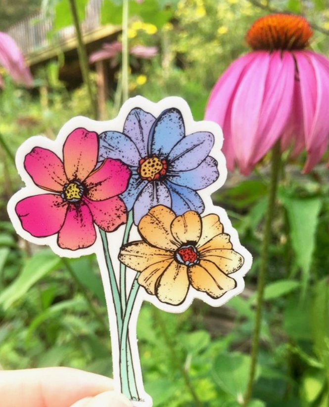 Neon Daisy Flower Sticker