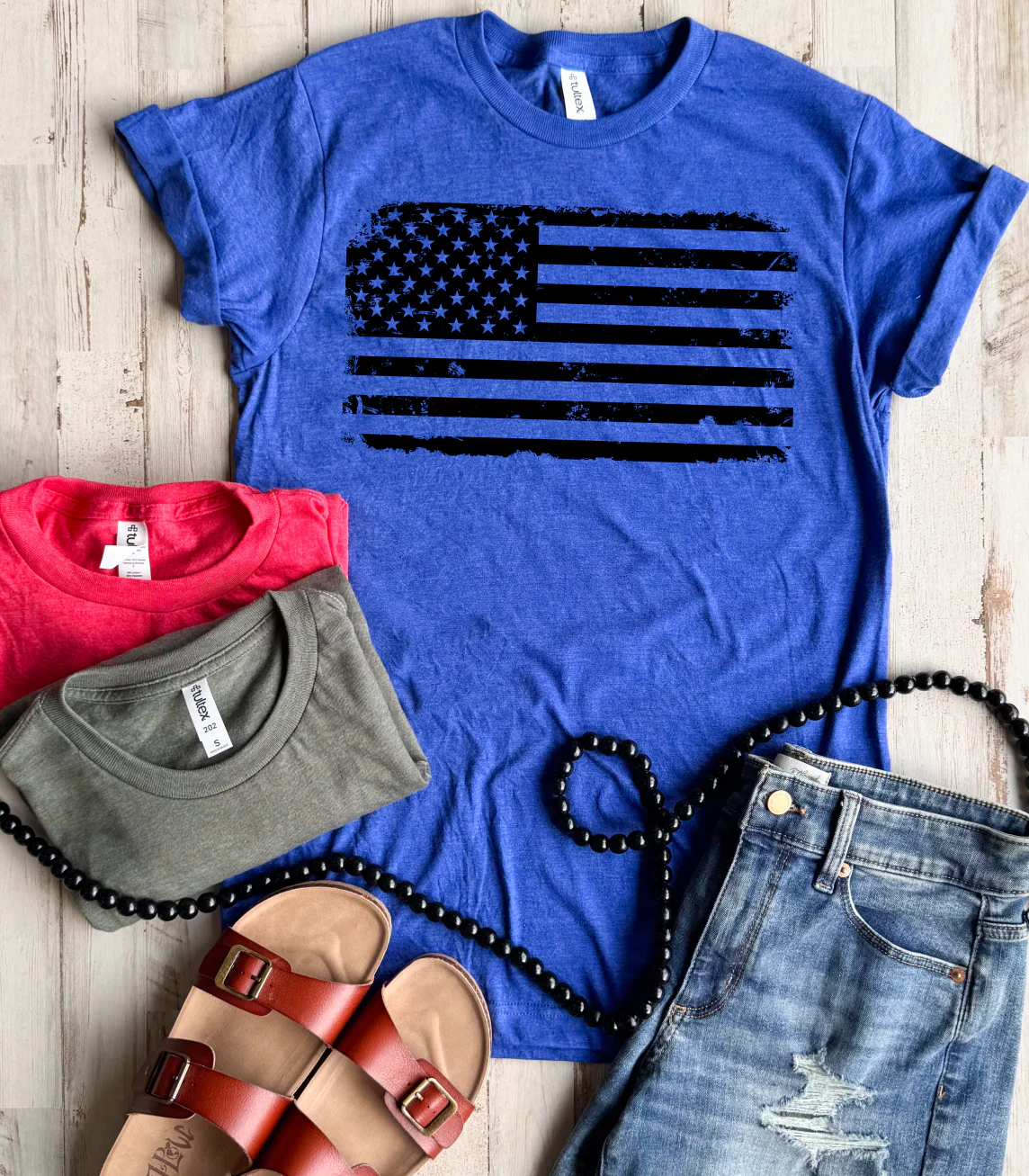 Distressed Flag Tee - 3 Colors - FLASH SALE - PREORDER