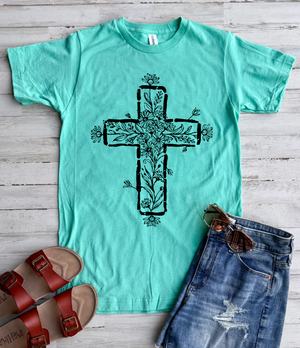 Floral Cross Tee - 4 Colors - FLASH SALE - PREORDER