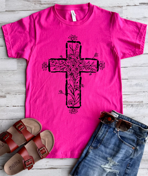 Floral Cross Tee - 4 Colors - FLASH SALE - PREORDER