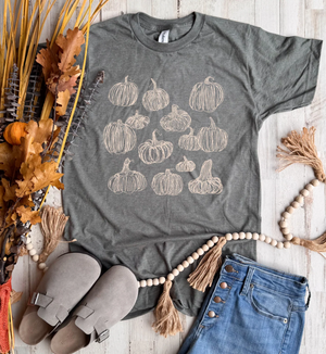Hand Drawn Pumpkins Tee - 3 Colors - FLASH SALE - PREORDER