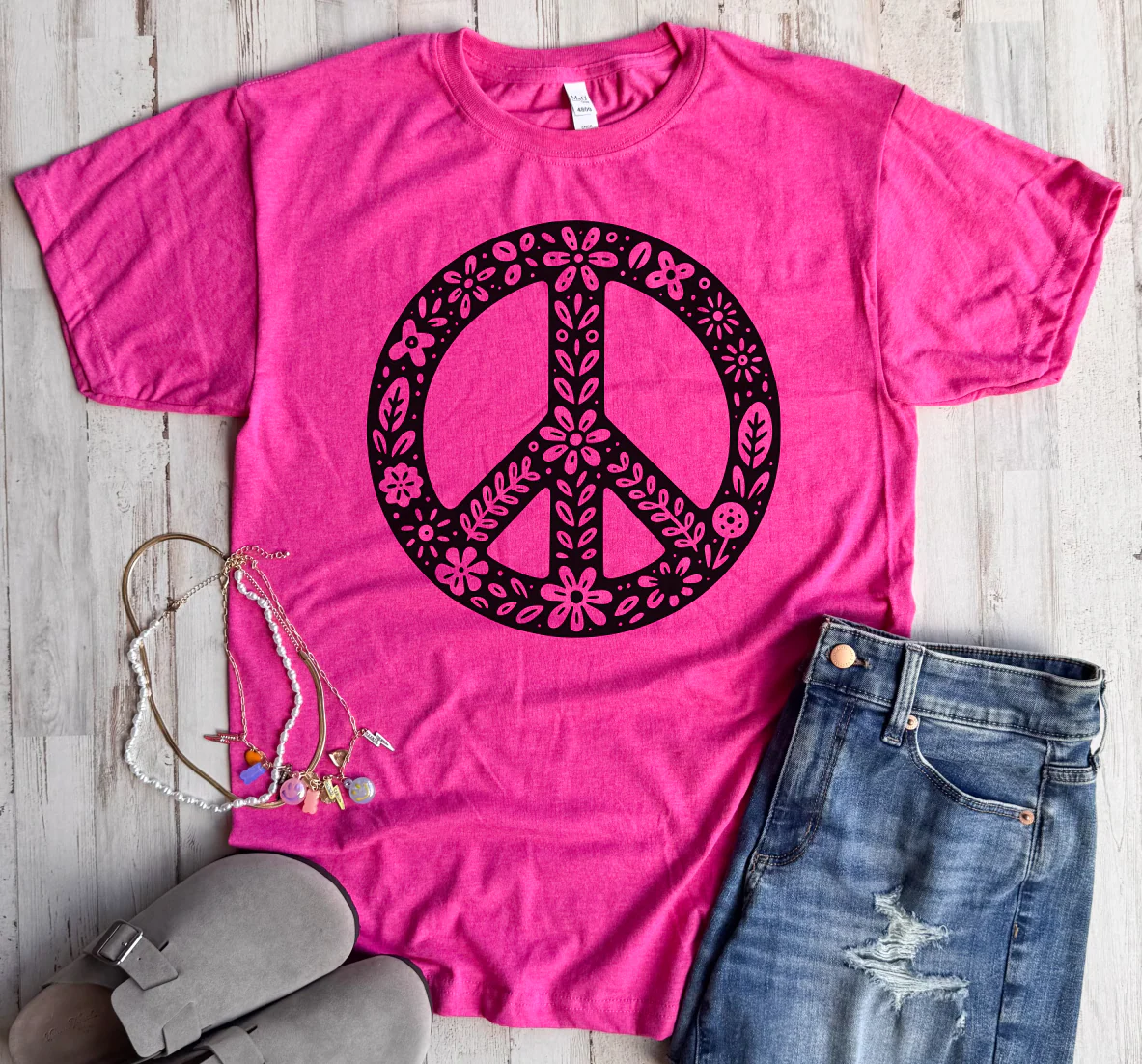 Floral Peace Sign Tee - FLASH SALE - PREORDER