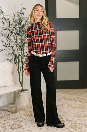 She's Always Changing Plaid Lettuce Hem Top (SM-3X)