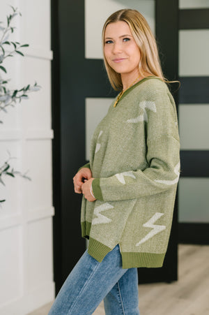 Shock Value V-Neck Sweater in Olive (SM-XL)