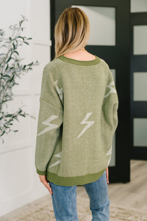 Shock Value V-Neck Sweater in Olive (SM-XL)