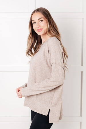 Simply Basic Ribbed Hacci Sweater in H Mocha (SM-3X) - STB Boutique
