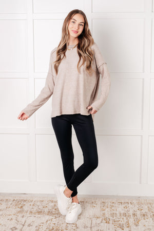 Simply Basic Ribbed Hacci Sweater in H Mocha (SM-3X) - STB Boutique