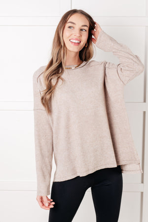 Simply Basic Ribbed Hacci Sweater in H Mocha (SM-3X) - STB Boutique