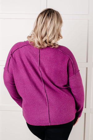 Simply Basic Ribbed Hacci Sweater in Light Plum (SM-3X)