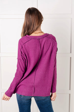 Simply Basic Ribbed Hacci Sweater in Light Plum (SM-3X)