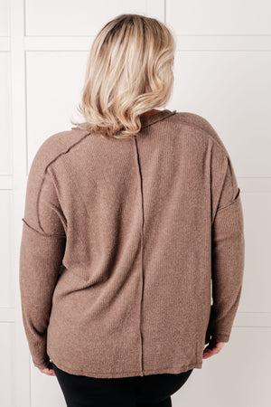 Simply Basic Ribbed Hacci Sweater in Mocha (SM-3X)