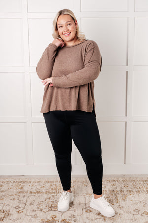 Simply Basic Ribbed Hacci Sweater in Mocha (SM-3X)