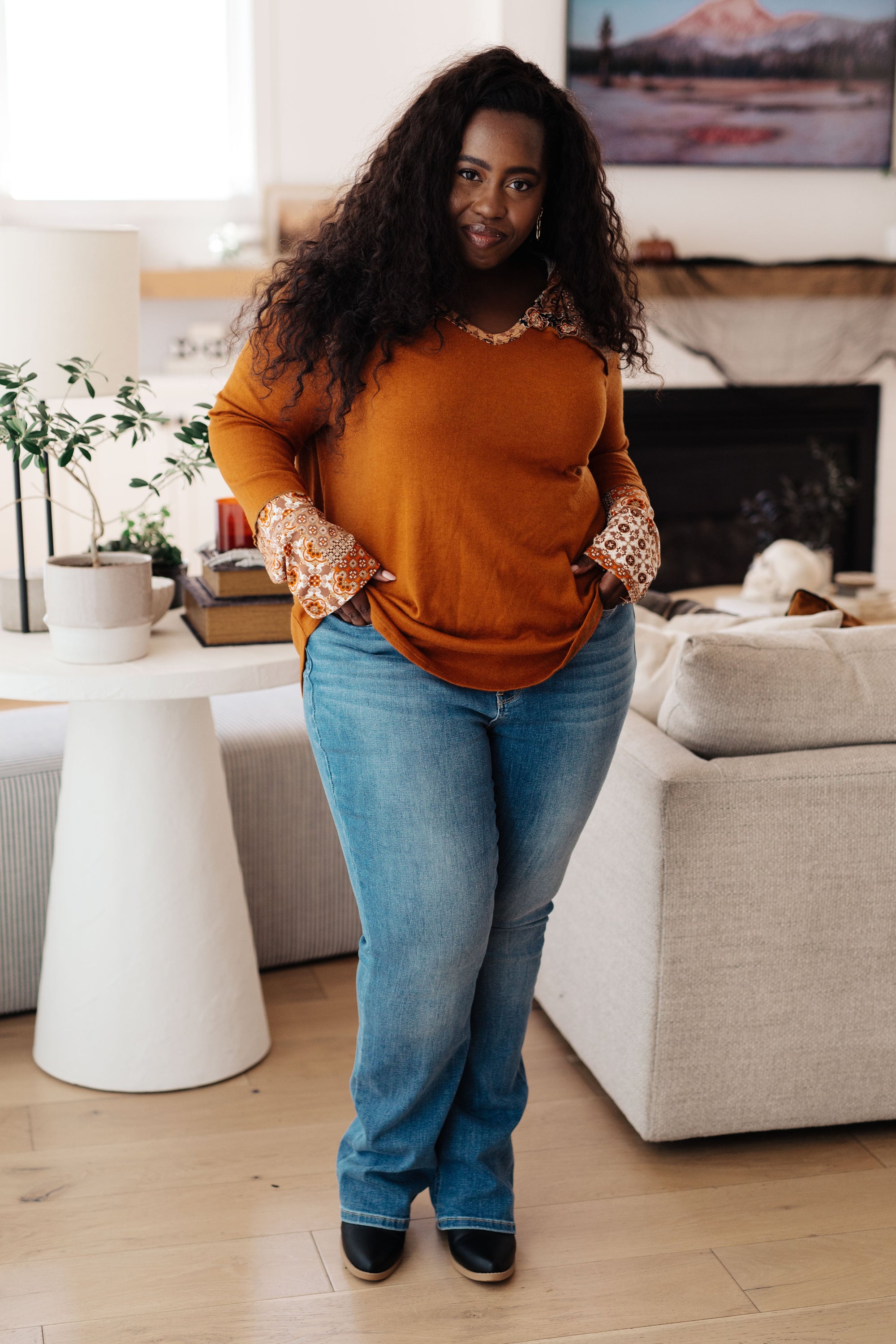 Sipping Iced Tea Mixed Print Hoodie (SM-3X) - STB Boutique