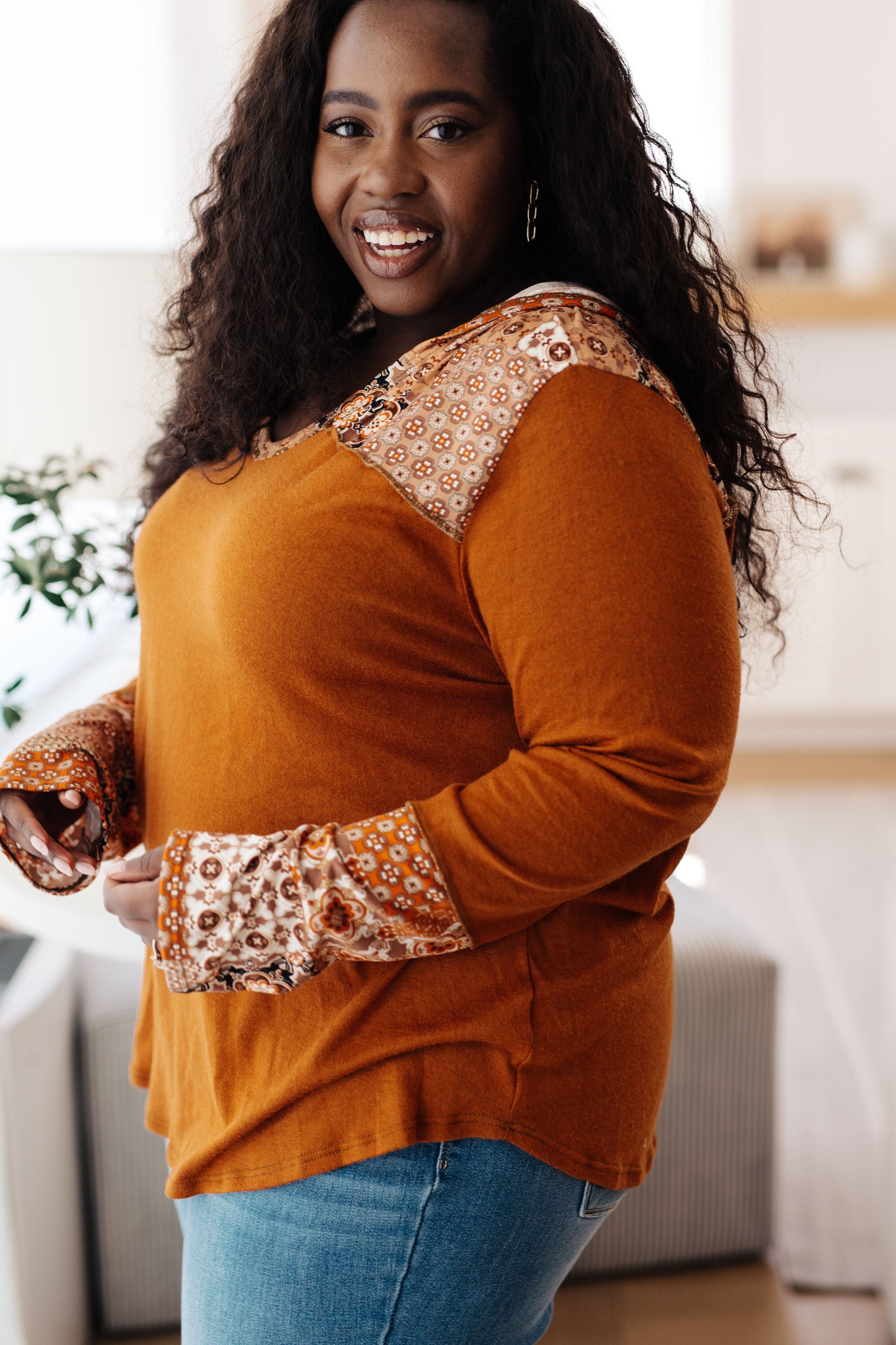 Sipping Iced Tea Mixed Print Hoodie (SM-3X) - STB Boutique