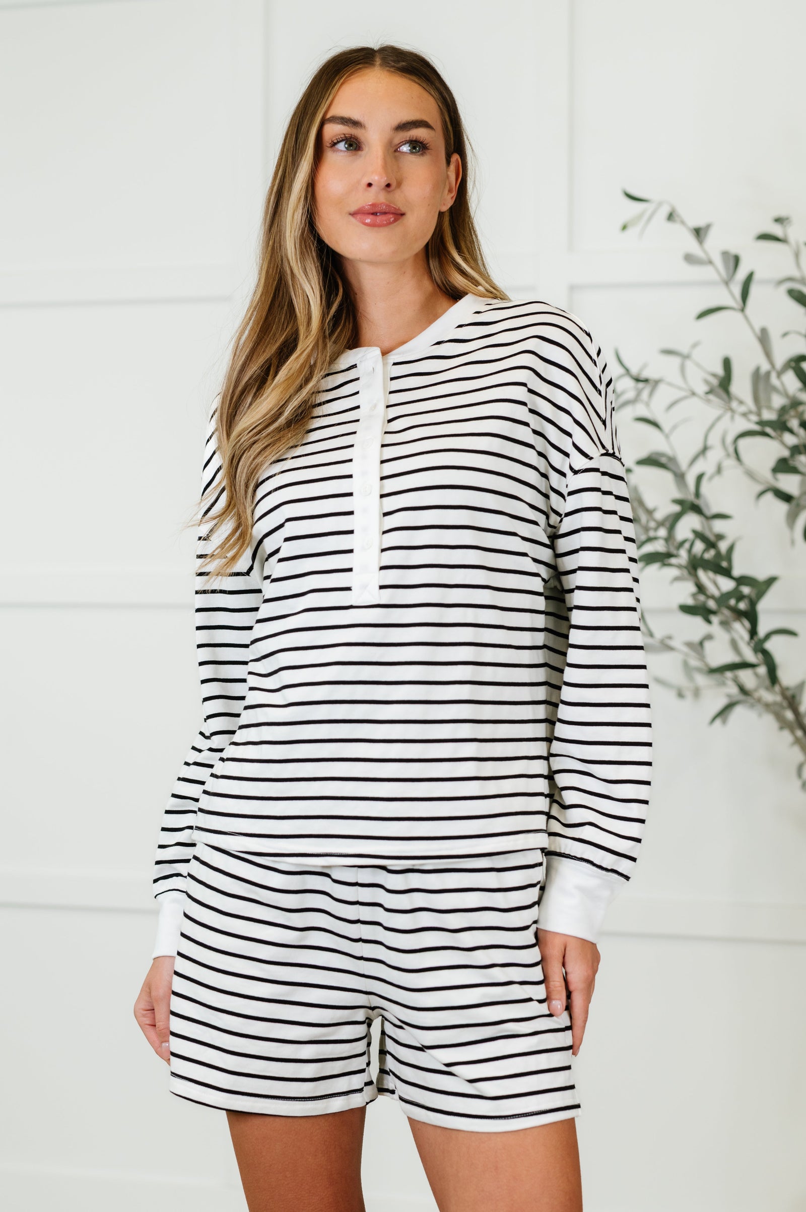 Situationally Sound Striped Long Sleeve Top and Shorts Set (SM-XL)