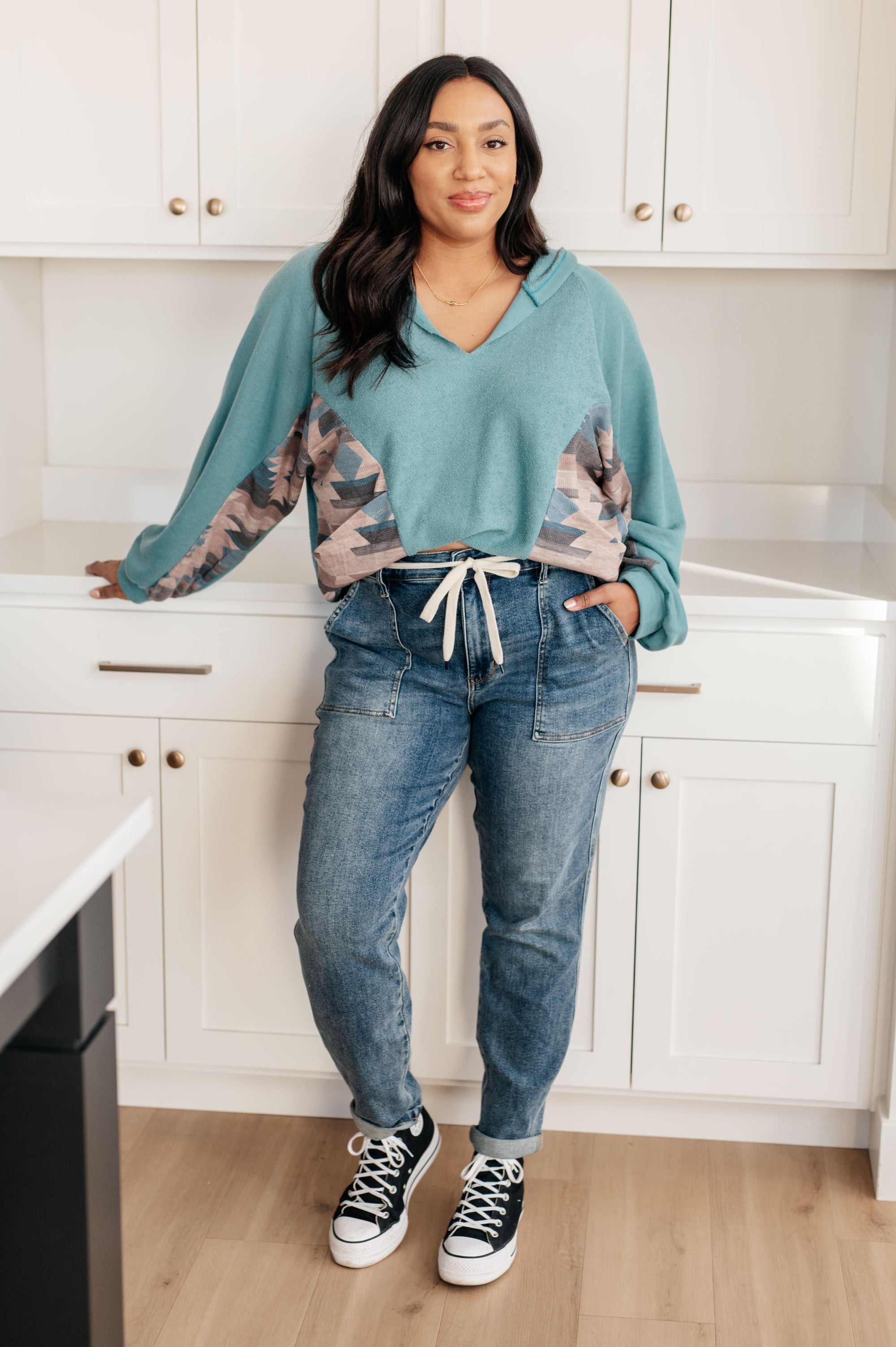 Southwest Sunrise Patchwork Hoodie (SM-2X)