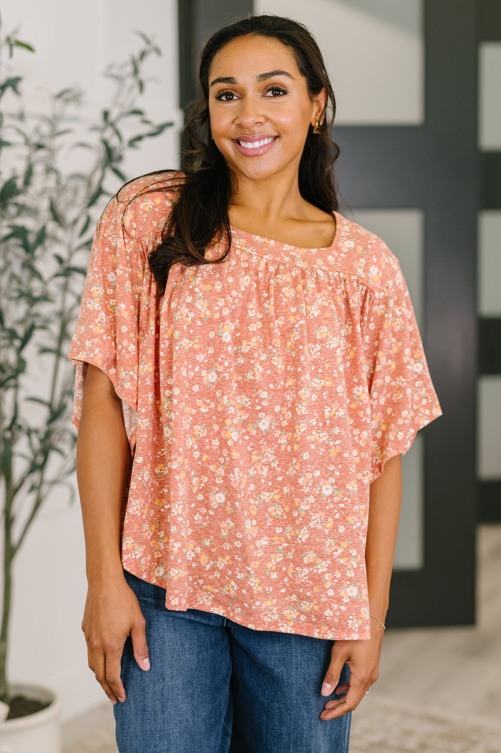 Spring Breeze Square Beck Top in Dusty Rose (SM-3X) - STB Boutique