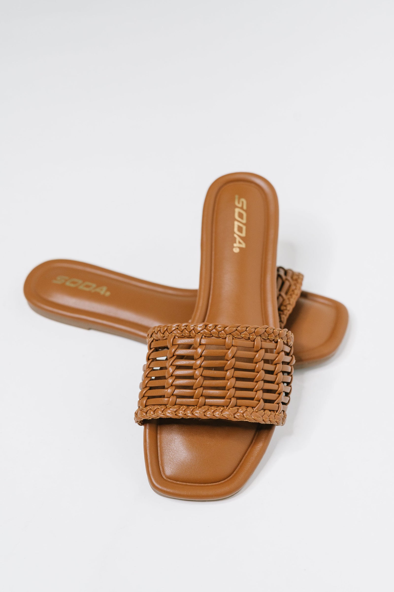Stair Cognac Woven Slip On Sandal - STB Boutique