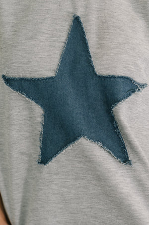 Star Stud Distressed Applique Top (SM-3X)