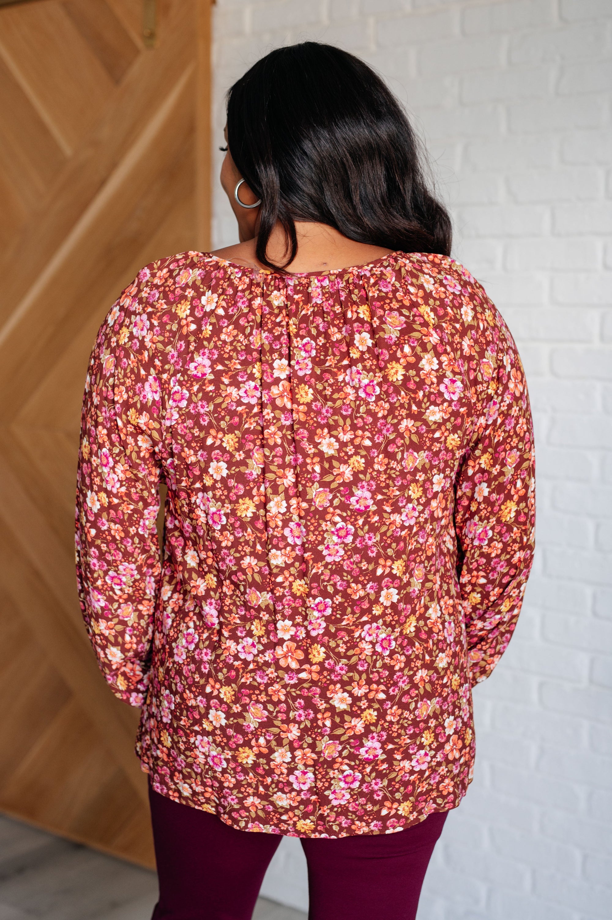 Sunday Brunch Blouse in Rust Floral (SM-3X)